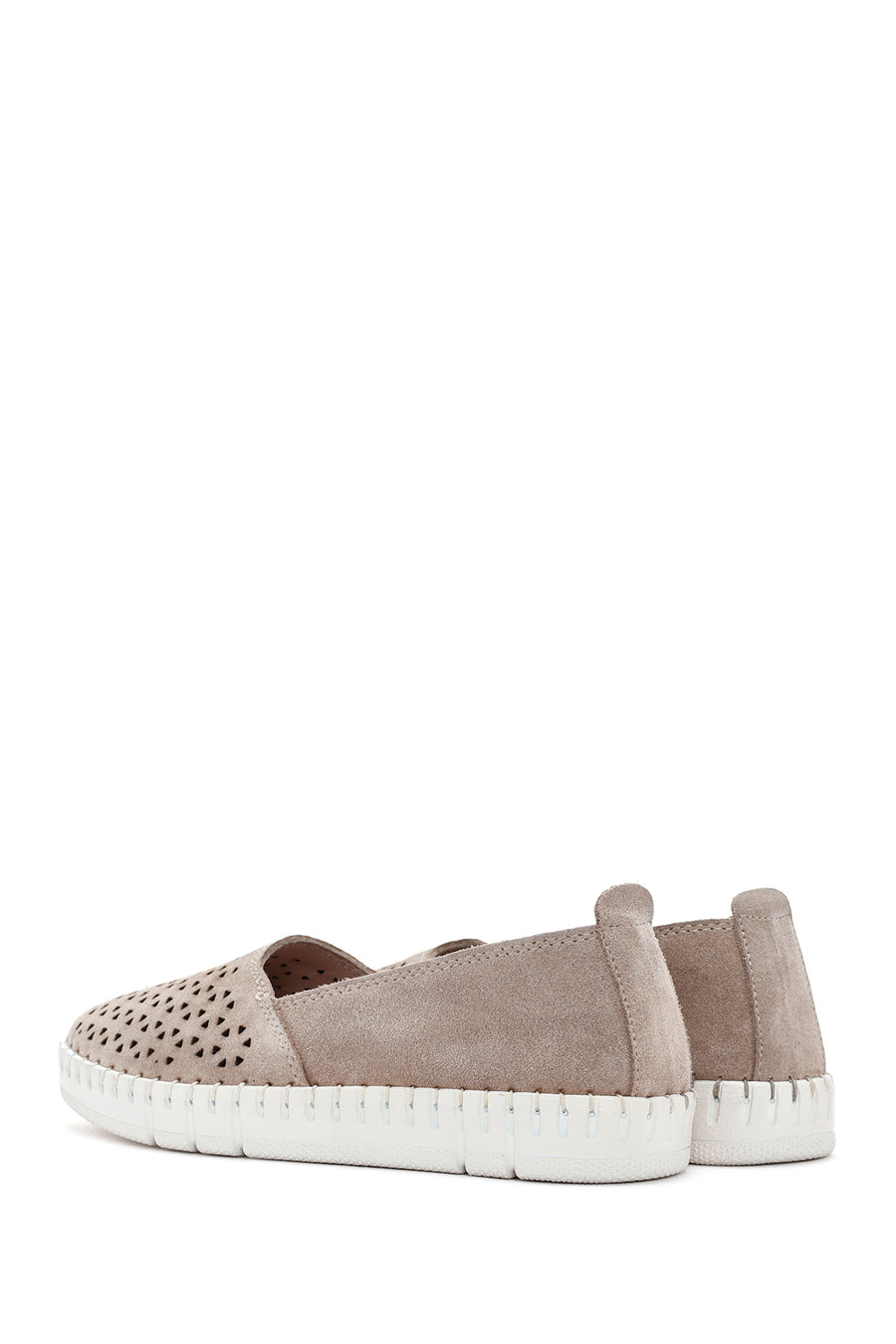 Kadın Bej Süet Deri Comfort Loafer