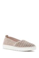 Kadın Bej Süet Deri Comfort Loafer | Derimod
