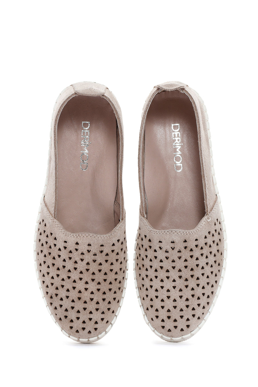 Kadın Bej Süet Deri Comfort Loafer