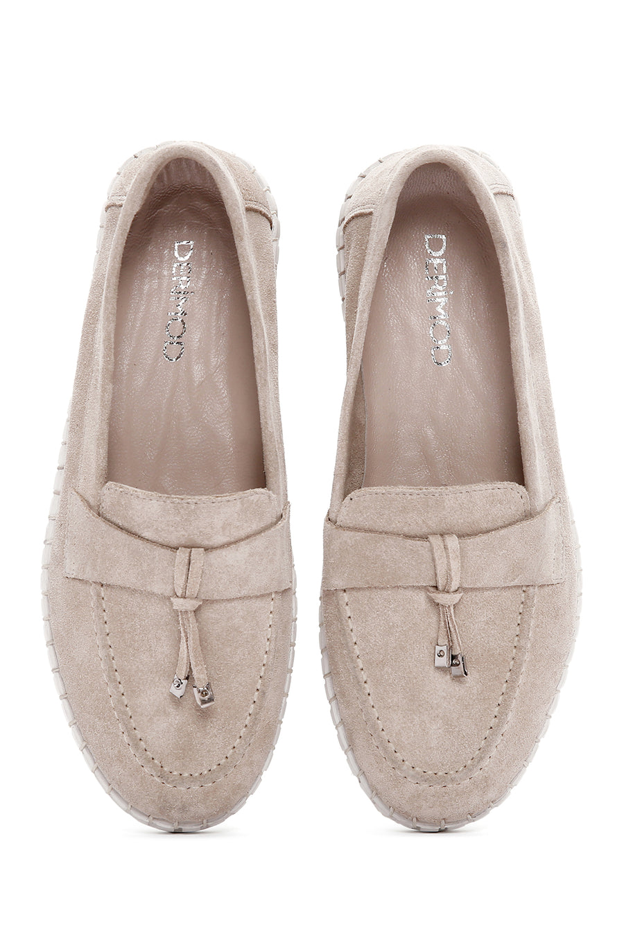 Women's Beige Suede Leather Comfort Loafer