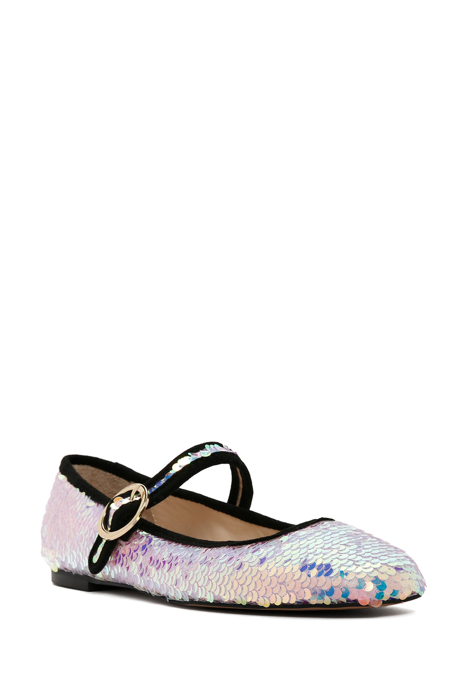 Women's Pink Sequin Patterned Leather Ballerinas