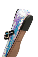 Women's Pink Sequin Patterned Leather Ballerinas | Derimod