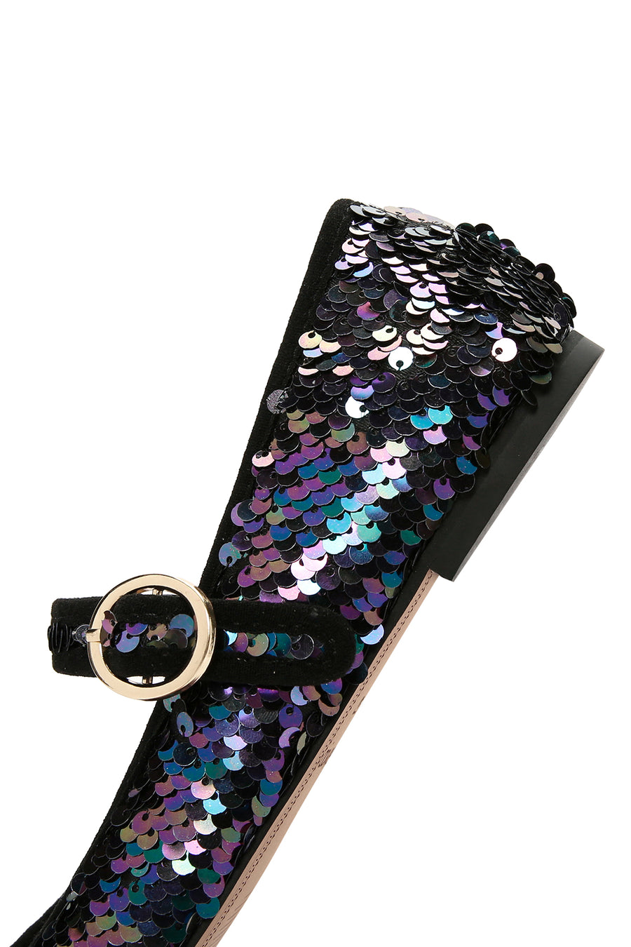 Women's Purple Sequin Patterned Leather Ballerinas