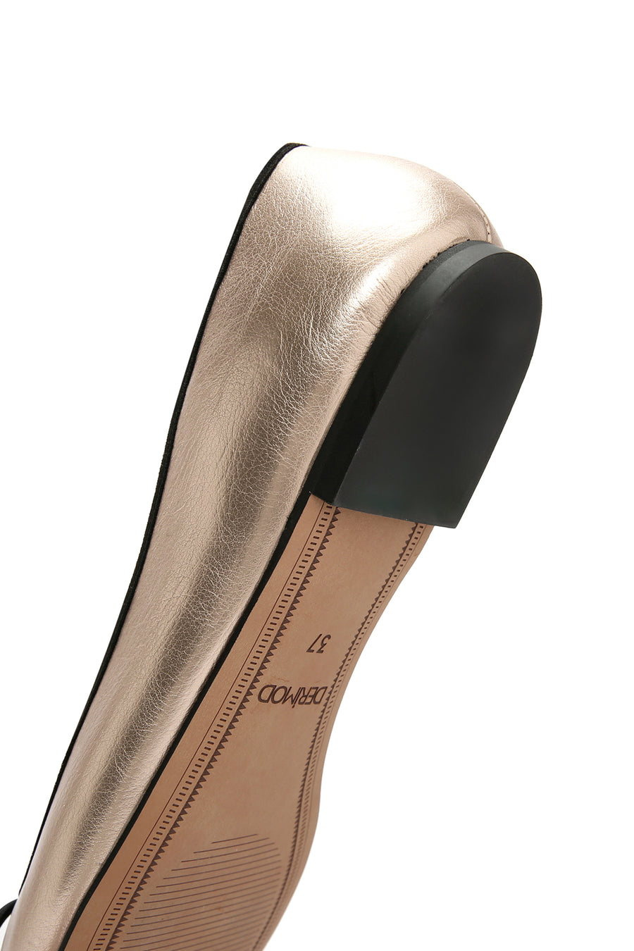 Women's Leather Ballerinas with Gold Buckle Detail