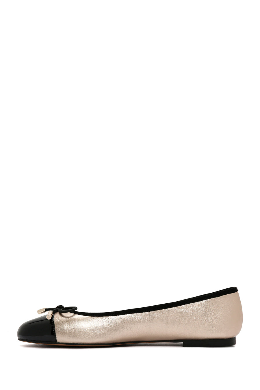 Women's Leather Ballerinas with Gold Buckle Detail