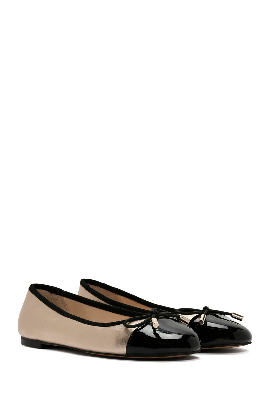 Women's Leather Ballerinas with Gold Buckle Detail