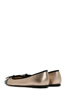 Women's Leather Ballerinas with Gold Buckle Detail | Derimod