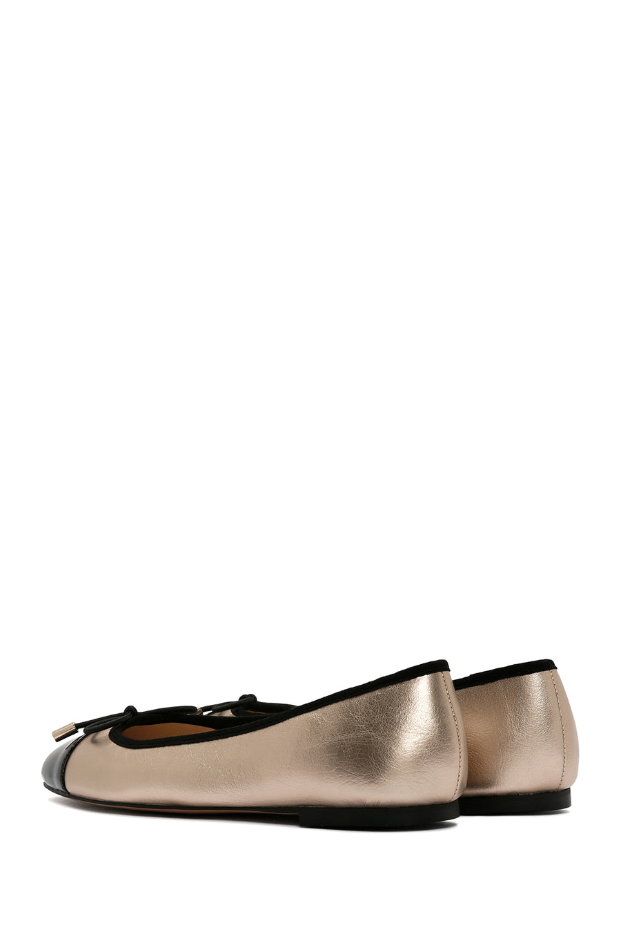 Women's Leather Ballerinas with Gold Buckle Detail