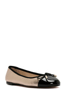 Women's Leather Ballerinas with Gold Buckle Detail | Derimod