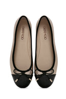 Women's Leather Ballerinas with Gold Buckle Detail | Derimod