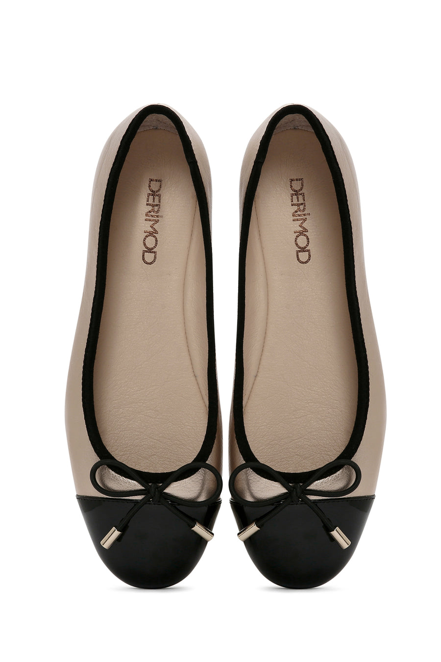 Women's Leather Ballerinas with Gold Buckle Detail