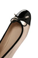Women's Leather Ballerinas with Gold Buckle Detail | Derimod
