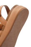 Women's Tan Ankle Strap Thick Soled Leather Sandals | Derimod