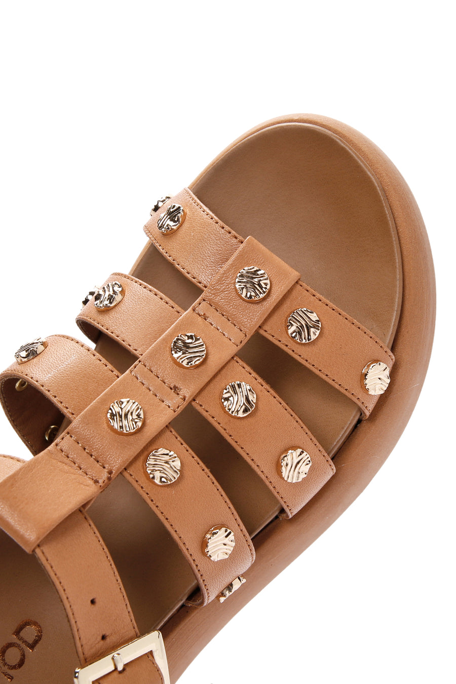 Women's Tan Ankle Strap Thick Soled Leather Sandals