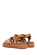 Women's Tan Ankle Strap Thick Soled Leather Sandals | Derimod