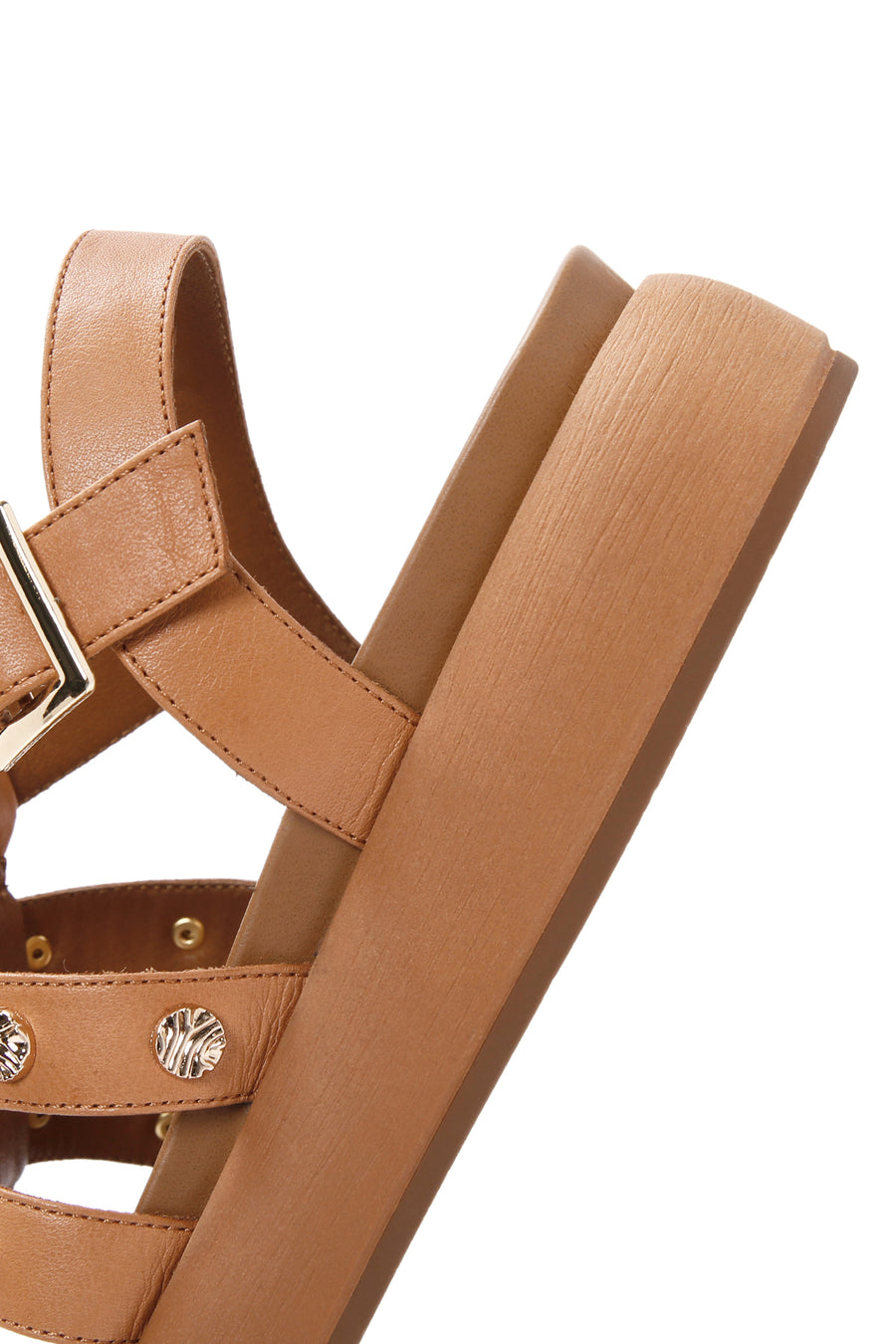 Women's Tan Ankle Strap Thick Soled Leather Sandals