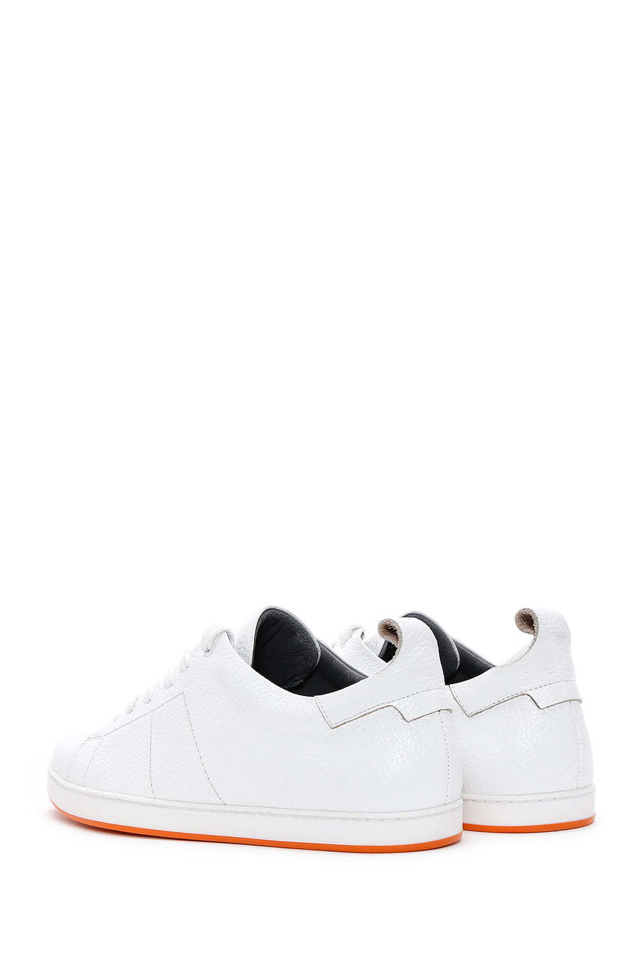 Erkek Beyaz Bağcıklı Deri Sneaker