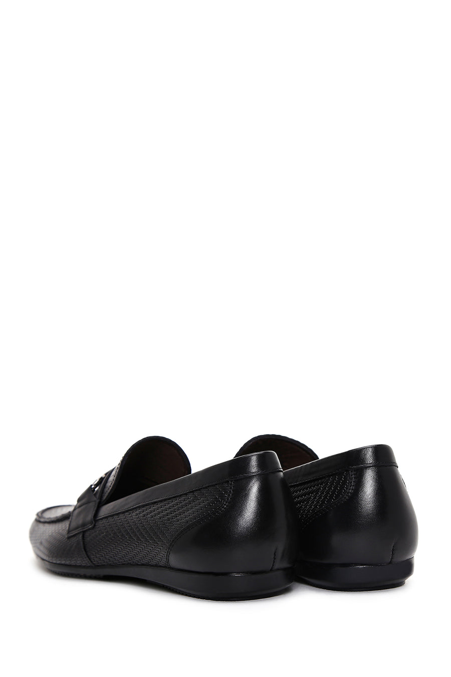 Erkek Siyah Baskılı Deri Casual Loafer