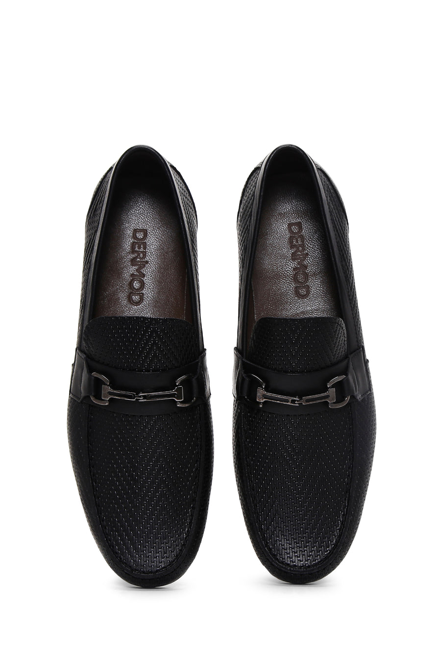 Erkek Siyah Baskılı Deri Casual Loafer