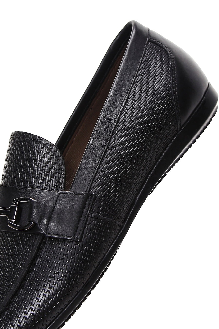 Erkek Siyah Baskılı Deri Casual Loafer