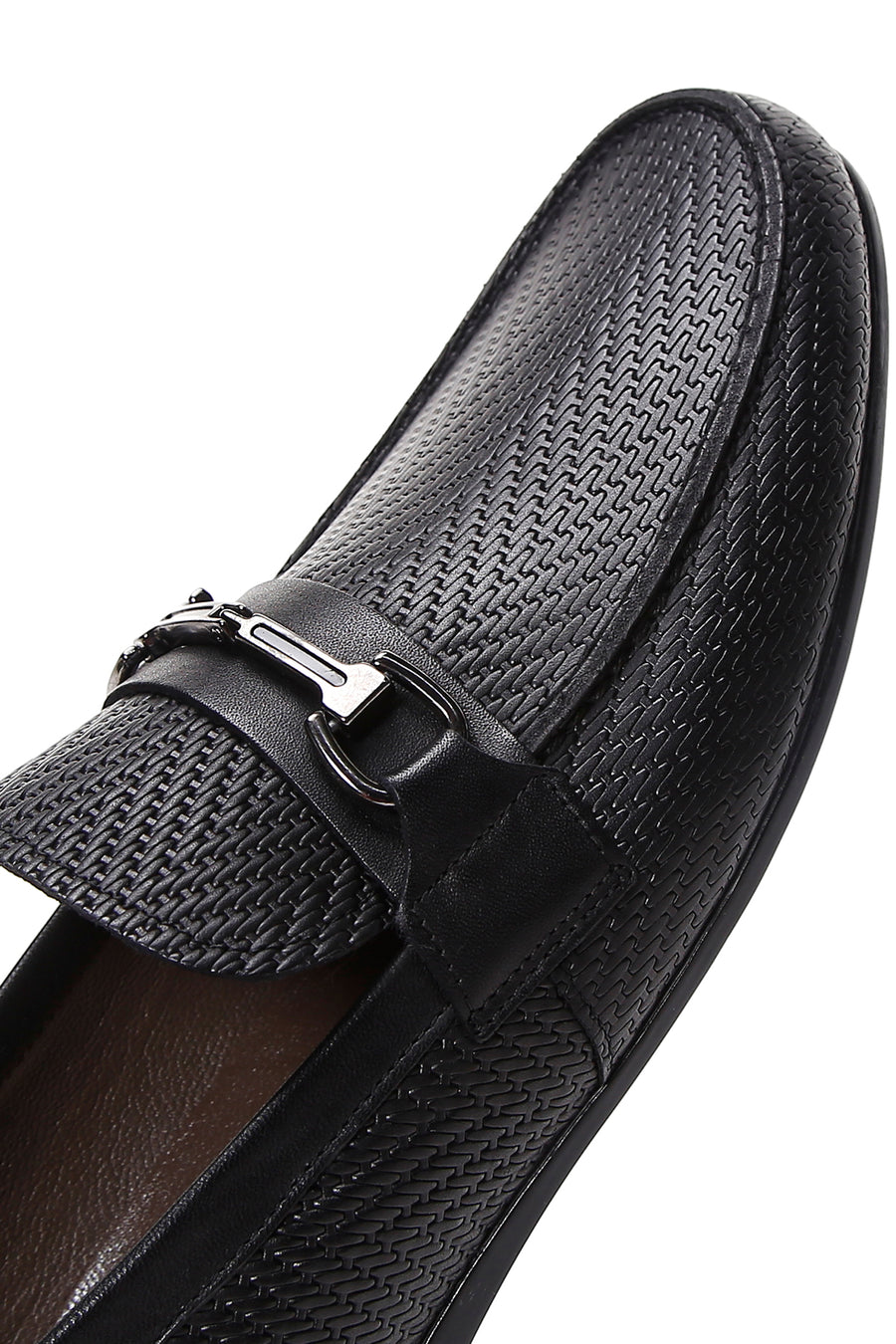 Erkek Siyah Baskılı Deri Casual Loafer