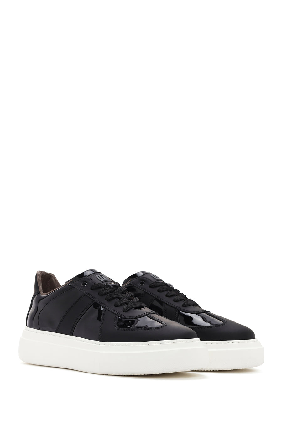 Erkek Siyah Bağcıklı Rugan Deri Casual Sneaker