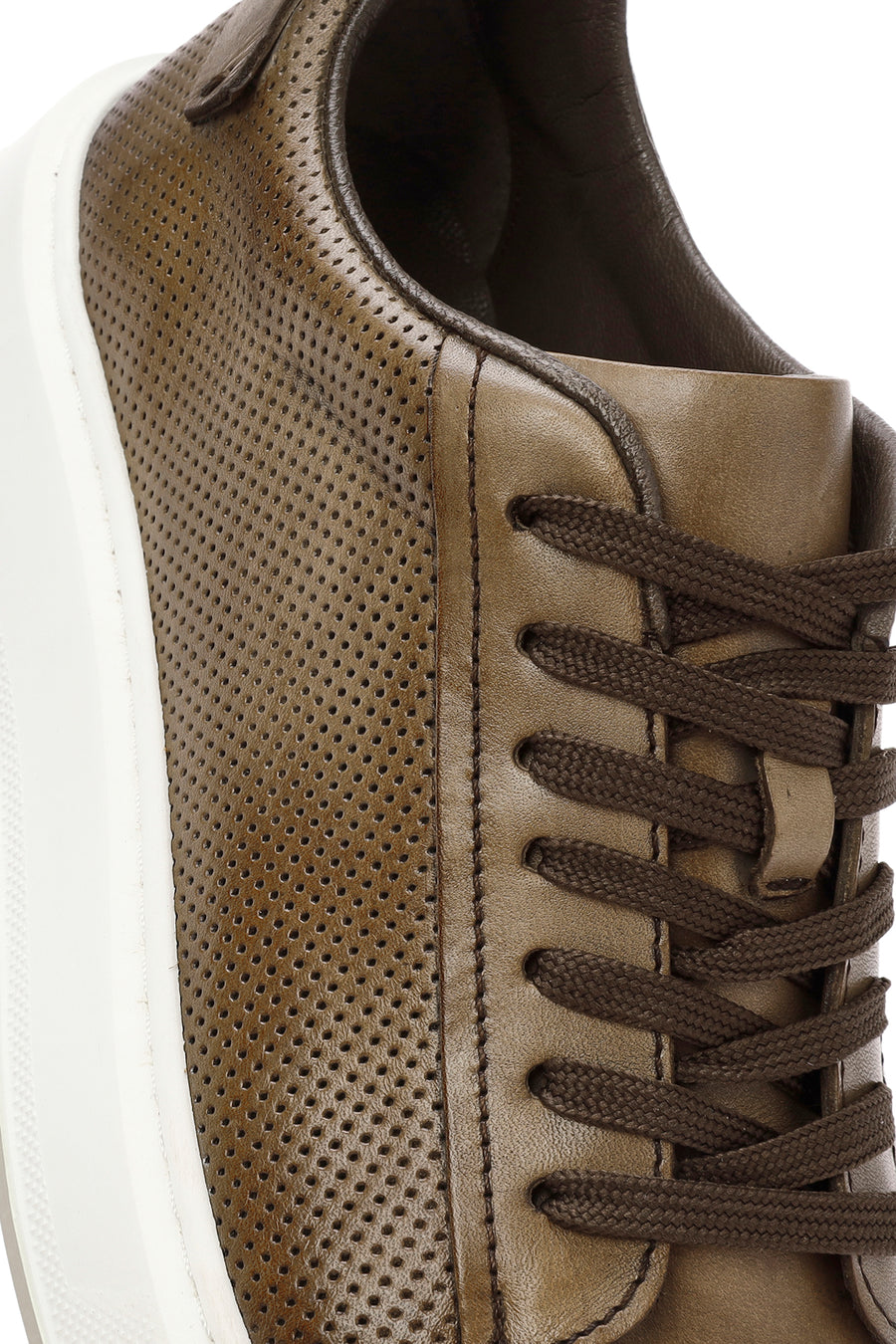Erkek Taba Bağcıklı Deri Sneaker