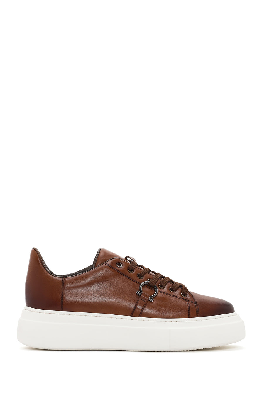 Men's Tan Lace-up Thick-Sole Leather Sneaker 24SFD601918 | Derimod