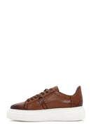 Men's Tan Lace-up Thick-Sole Leather Sneaker | Derimod