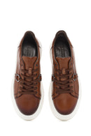 Men's Tan Lace-up Thick-Sole Leather Sneaker | Derimod