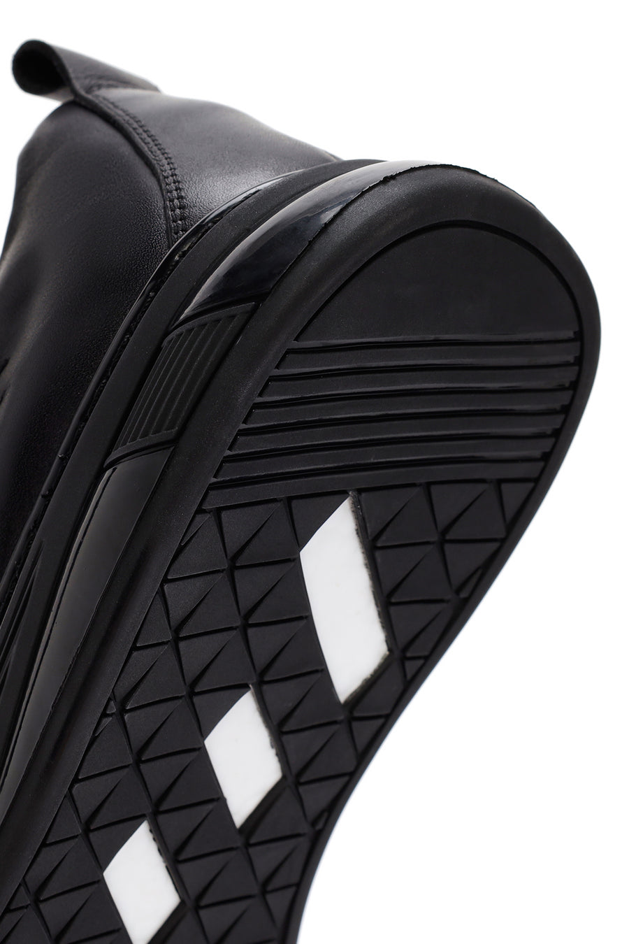 Erkek Siyah Kalın Tabanlı Bağcıklı Deri Sneaker
