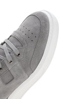 Erkek Gri Kalın Tabanlı Bağcıklı Süet Deri Sneaker | Derimod