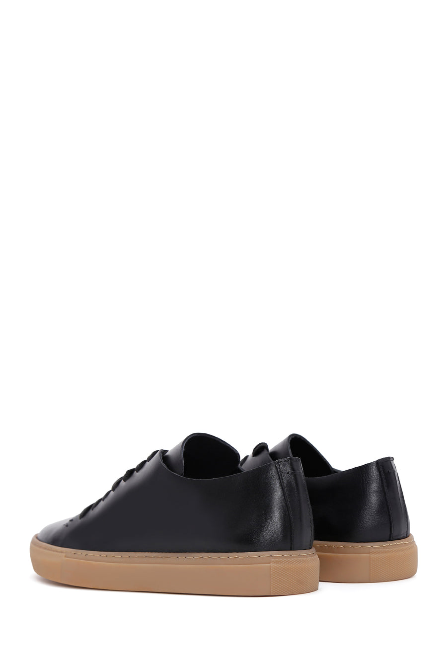 Erkek Siyah Bağcıklı Deri Sneaker