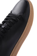 Erkek Siyah Bağcıklı Deri Sneaker | Derimod