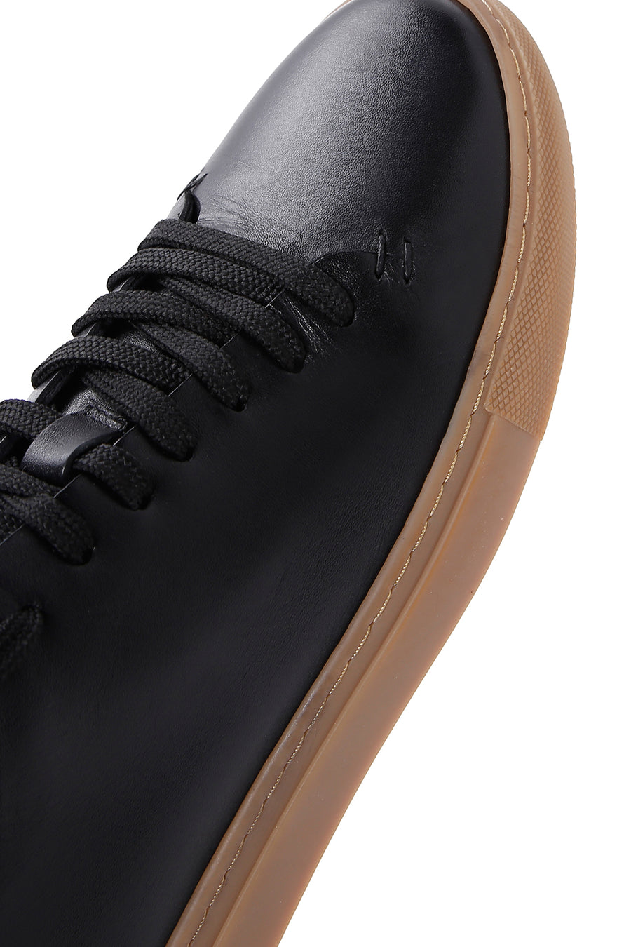 Erkek Siyah Bağcıklı Deri Sneaker