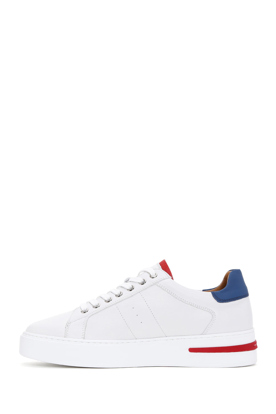 Erkek Beyaz Bağcıklı Deri Sneaker