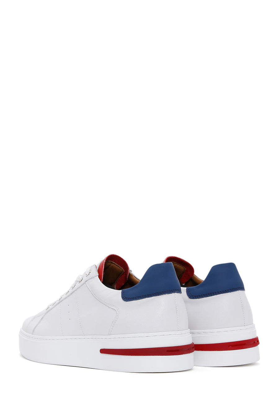 Erkek Beyaz Bağcıklı Deri Sneaker