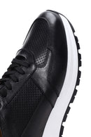 Erkek Siyah Bağcıklı Deri Casual Sneaker | Derimod