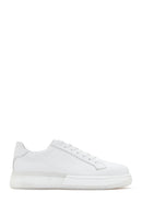 Men's White Thick Soled Leather Sneaker | Derimod