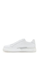 Men's White Thick Soled Leather Sneaker | Derimod