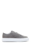 Men's Gray Thick Soled Suede Leather Sneaker | Derimod