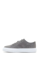 Men's Gray Thick Soled Suede Leather Sneaker | Derimod