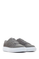 Men's Gray Thick Soled Suede Leather Sneaker | Derimod