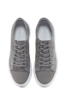 Men's Gray Thick Soled Suede Leather Sneaker | Derimod