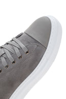 Men's Gray Thick Soled Suede Leather Sneaker | Derimod