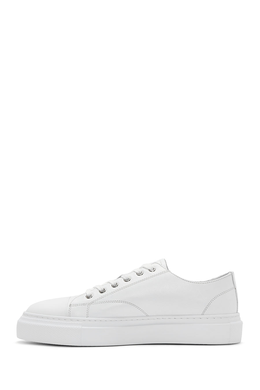 Men's White Lace-up Leather Sneaker