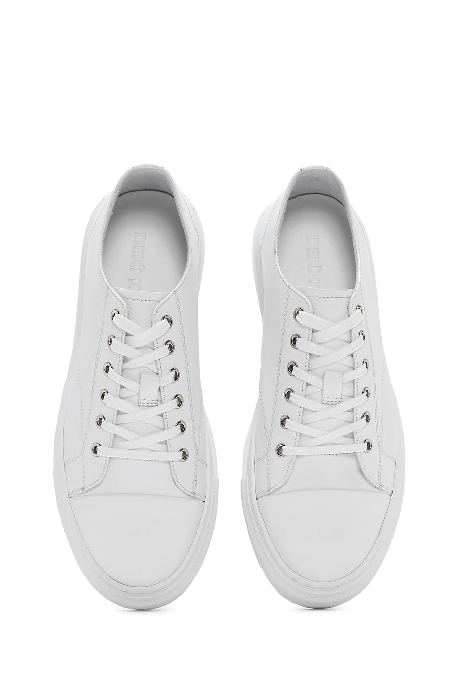 Men's White Lace-up Leather Sneaker