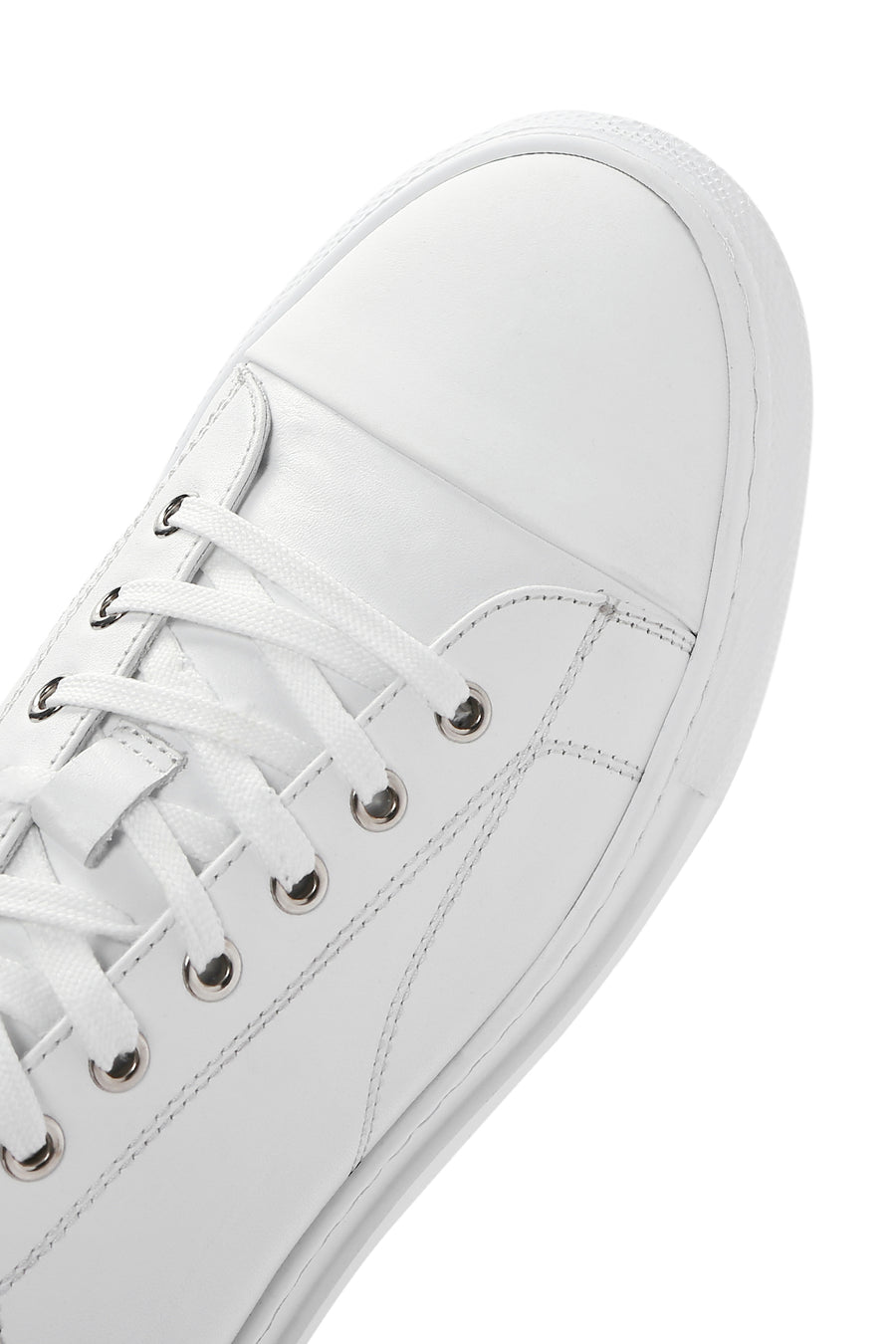 Men's White Lace-up Leather Sneaker
