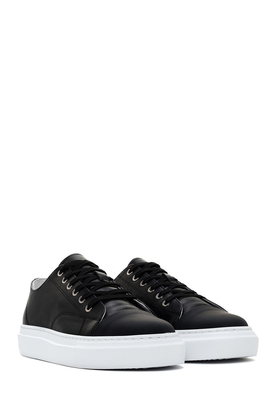 Men's Black Lace-up Leather Sneaker