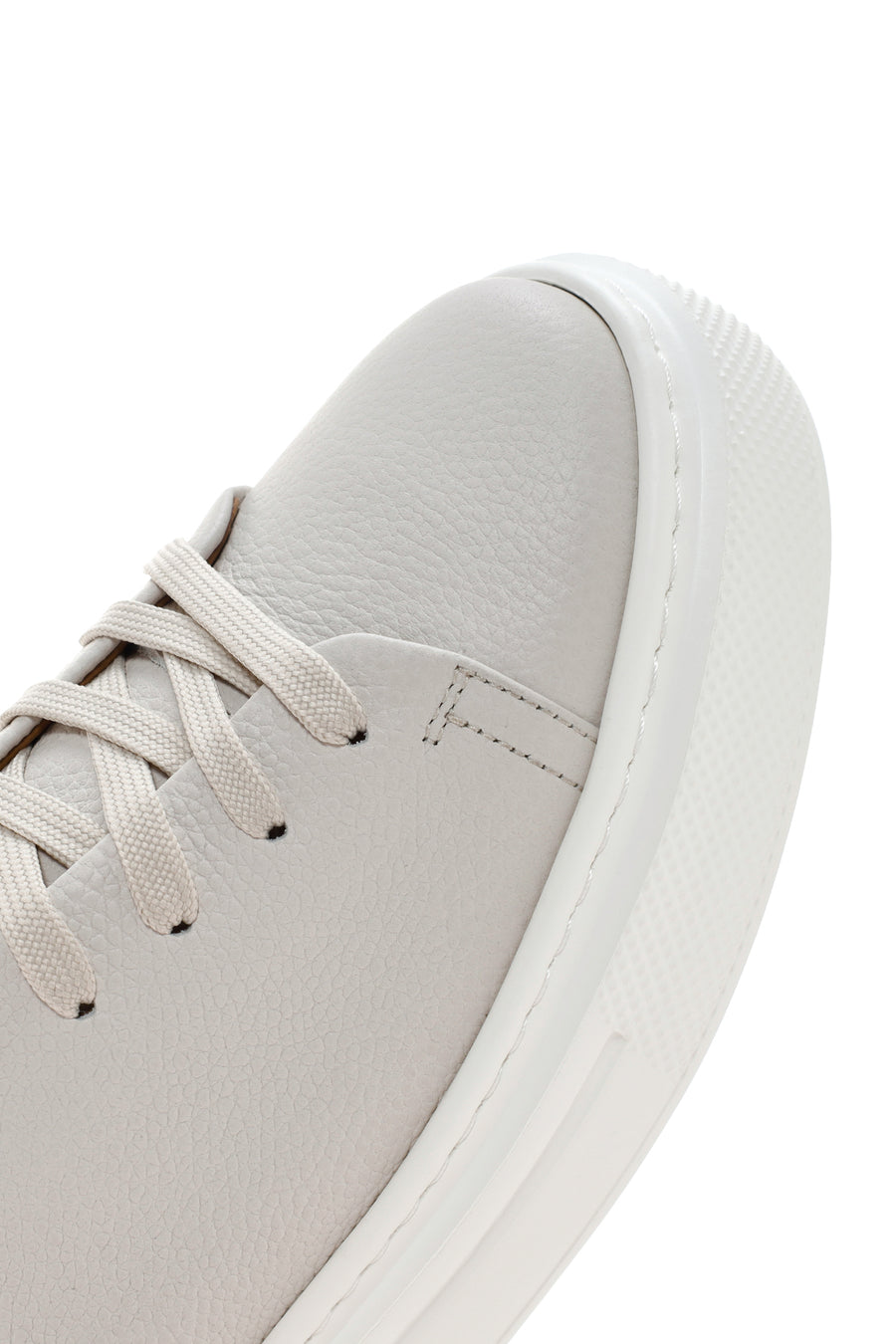 Men's White Thick Sole Lace Up Leather Sneaker